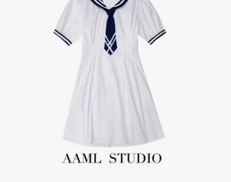 AAML日系海军领jk制服裙收腰水手服学院...