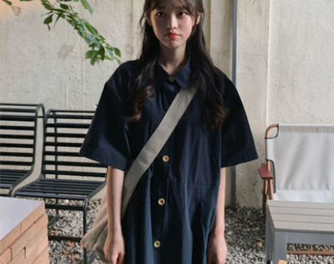 ?春夏季少女学院风日系宽松长款连衣裙韩系学...