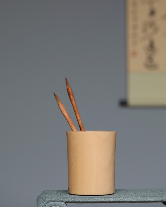 湖北小叶黄杨木明式小笔筒