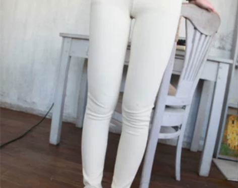 韩国正品代购  修身弹力休闲长裤铅笔裤白色...