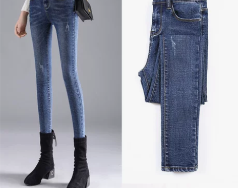 高腰牛仔裤女小脚裤春装2022年新款女士修...