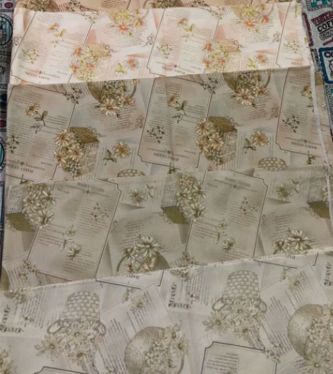 日本印花棉布南久美子布花篮5色 4分之一码...