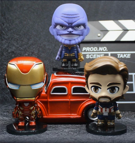 漫威正版复仇者联盟3汽车人物手办复仇Q版美...