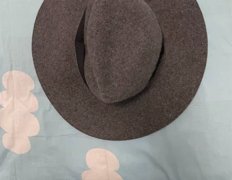 优衣库英伦复古礼帽毛呢大檐宽檐帽子 深灰色...