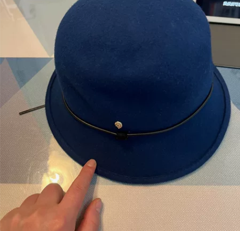 羊毛小礼帽 宝蓝色9新内侧帽围约20cm,...