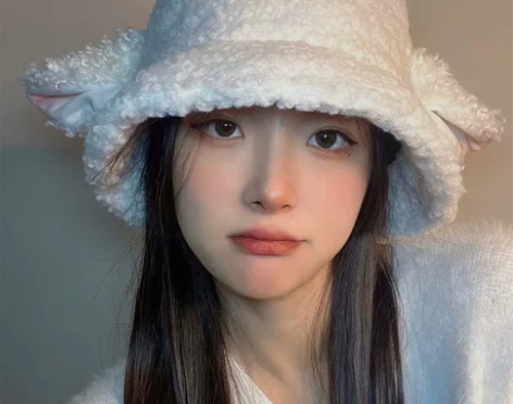 小羊耳朵渔夫帽女秋冬季韩版可爱显脸小毛绒帽...