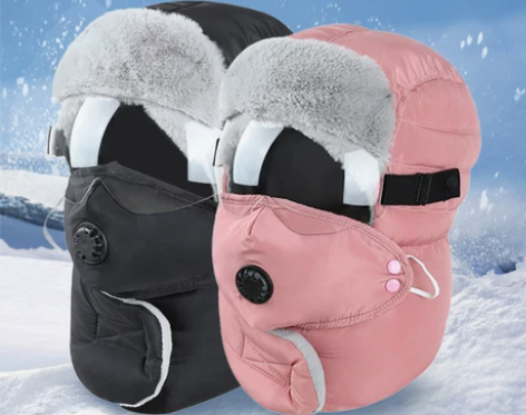 帽子女冬天防风面罩骑行防寒加绒厚头套电动车...