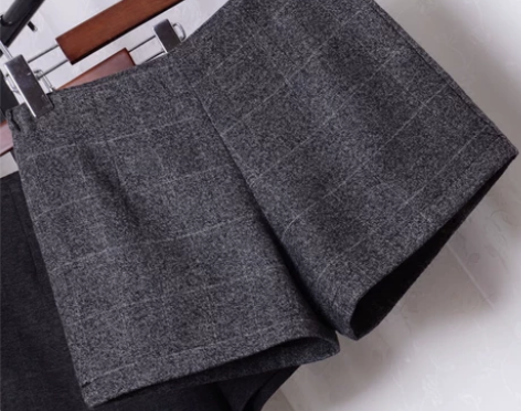 新款秋冬短裤女格子西装呢子短裤休闲时尚大码...