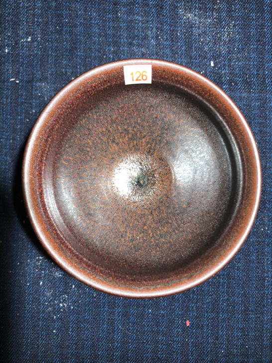 1精品柴烧建盏铁锈束口盏主人