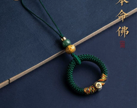 手机挂绳 手机挂绳琼睿纯银八大生肖本命佛手...