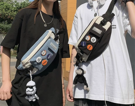 胸包男包斜挎包ins潮牌胸包男日系单肩小背...