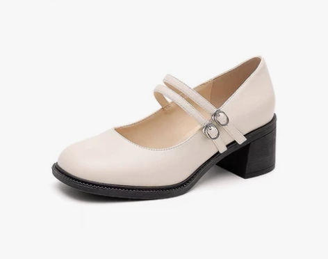 大东2022秋季新款复古优雅玛丽珍鞋粗跟一...