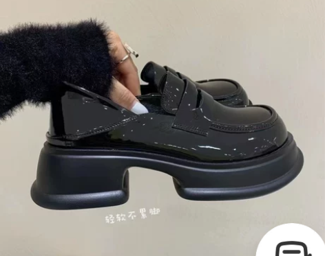 ?亚运路 学院风~复古圆头增高厚底乐福鞋女...