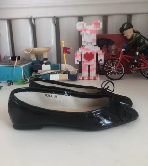 蝴蝶结平底鞋女方头浅口单鞋平跟软底漆皮瓢鞋...