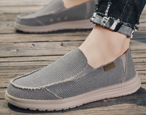 木林森豆豆男鞋夏季透气亚麻帆布鞋大码一脚蹬...