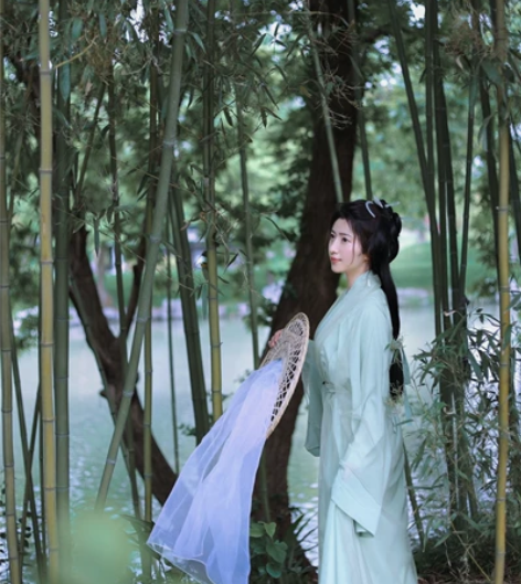 绿色汉服女正品原创魏晋制古装中国风超仙气古...