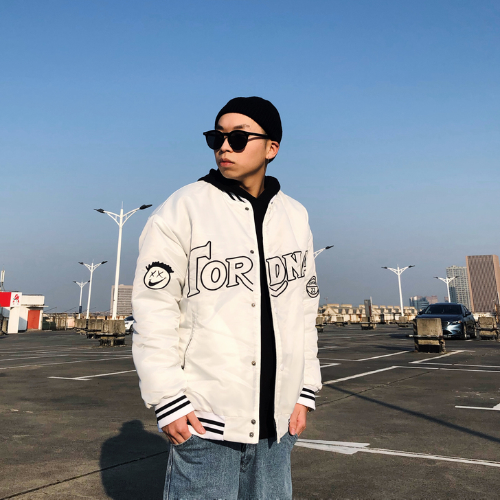 国潮复古棒球棉服宽松潮牌教练夹克加厚棉袄古...