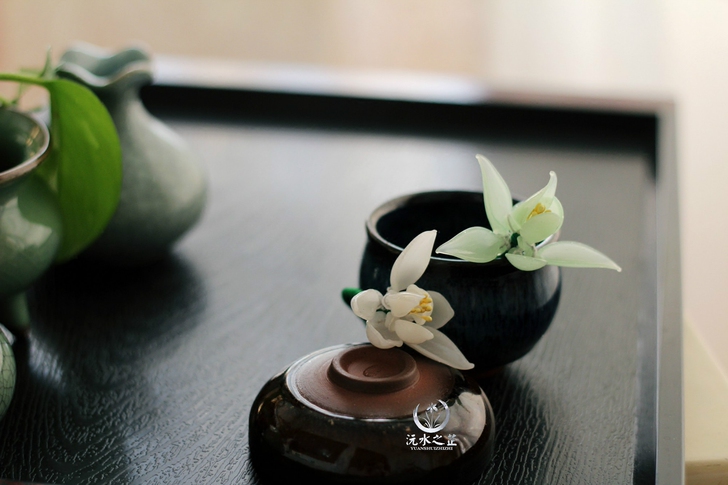 沅水之芷★定制特惠料器花 花朵发饰 春季汉...