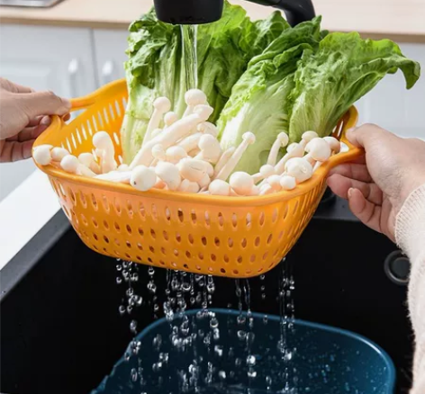 【特价甩卖户外篮子】水果篮子双层塑料洗菜盆...