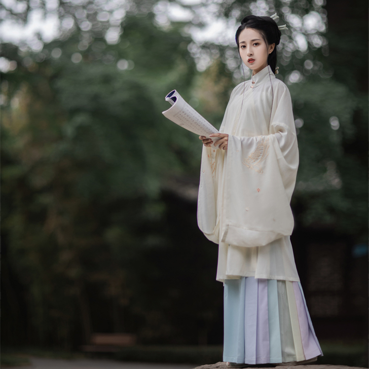 空谷记 汉服女夏秋一片式马面裙印花明制绣花...