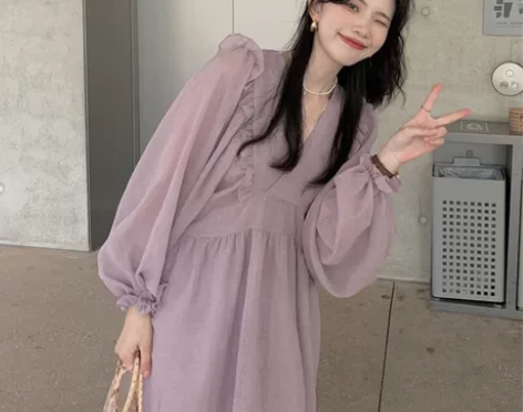 低价出售！！！法式仙女荷叶边温柔风连衣裙女...