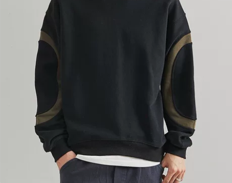 春秋外穿时尚黑色卫衣男潮ins百搭拼接配色...
