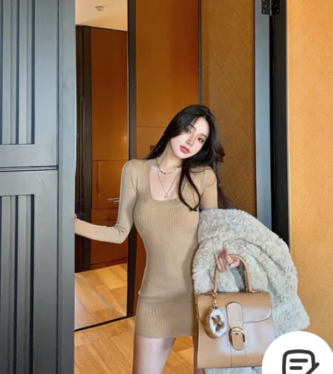 火辣~性感连衣裙女秋冬季内搭打底针织连衣裙...