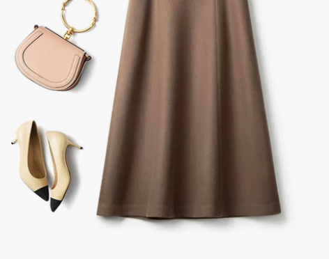 半身裙毛呢女中长款2021秋冬新款气质显瘦...