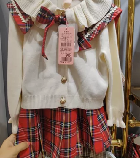 SEQB小象q比米杏色学院风套装裙子110...
