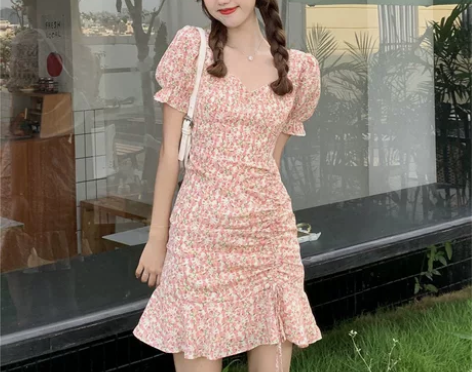 温柔风小碎花连衣裙2022新款夏季女装法式...