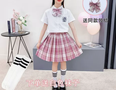 jk制服裙女童全套洋气春夏儿童百褶裙长袖水...