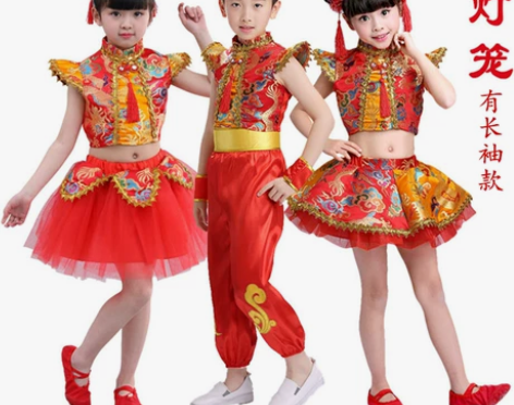 六一儿童说唱中国红打鼓服喜庆开门红秧歌服太...