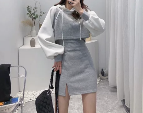 少女休闲时尚小众套装2022年新款甜美小清...