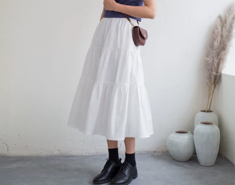 秋季长裙白色半身裙秋冬女中长款冬裙日系白裙...