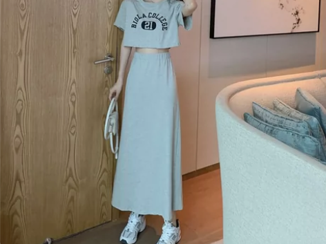 【55价】夏季套装女港风chic短款印花T...