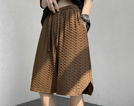 咖色美式复古短裤男夏季潮牌ins设计感小众...