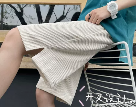 夏季玉米格开叉休闲短裤男韩版潮流ins宽松...