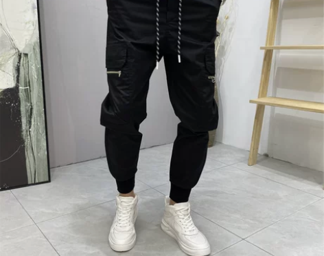 夏季薄款大口袋工装裤男士潮流青年修身九分裤...