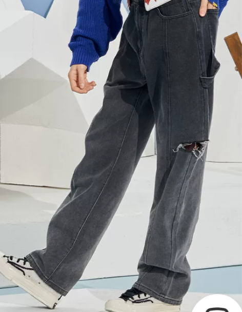 破洞牛仔裤 破洞牛仔裤直筒裤CALMMIN...