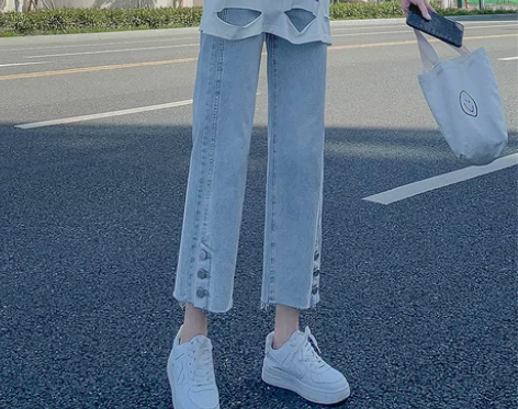 春季牛仔裤女2022年新款小个子九分高腰显...