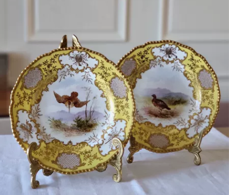 古董Coalport 科尔波特 手绘重工鎏...