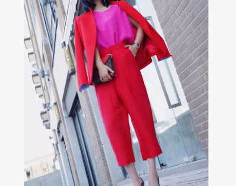 红与黑 点赞价一周  真丝与亚麻混纺哈伦裤...