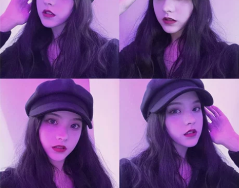 显脸小黑色鸭舌贝雷帽女潮春夏网红报童画家八...