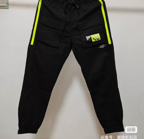 马克华菲潮牌后型格男士黑色休闲裤工装裤 秋...