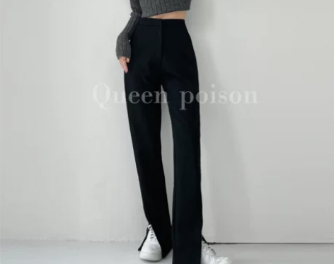 长腿高手~加绒加厚垂感直筒西装裤女秋冬宽松...