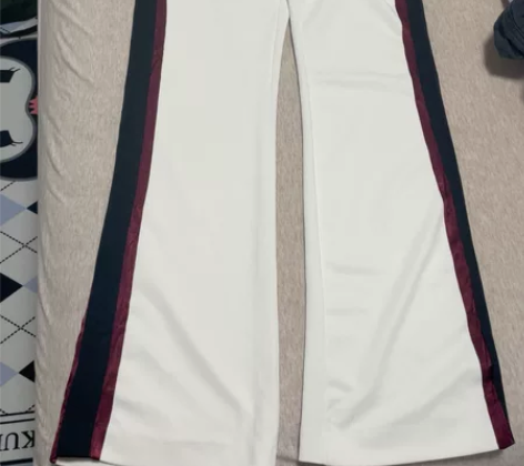 网红店DY白色裤子 白色拼接复古红黑显瘦 ...