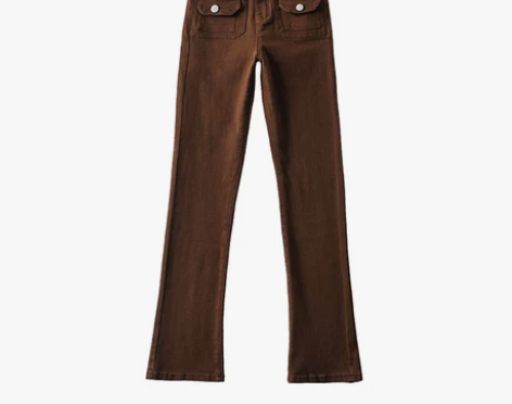 BM MICN~美式复古棕色工装双口袋设计...