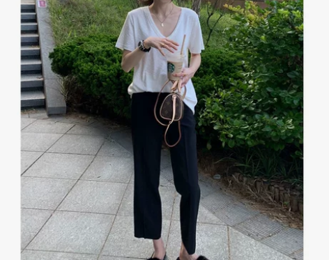 黑色九分西装裤薄款高腰设计感女夏季小众直筒...