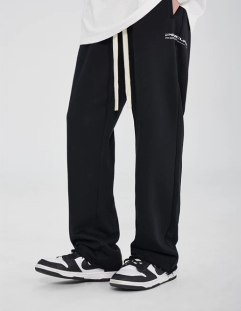 PCLP黑色抽绳LOGO针织卫裤 国潮牌春...