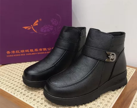 撤柜红蜻蜓女鞋真皮皮鞋中老年人鞋子 真皮材...